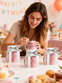 12PCS/1PC/Mug Boxes Gift Bags Bulk For Sublimation Mugs With Window For Shipping Selling Packaging Box For Blanks Sublimation Coffee Mugs Gift Wrapping(11 Oz) - White and Silver Ribbon - View 3