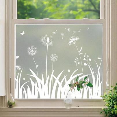 Window Privacy F Flowers Pure White Pattern Stained Glass Window F Decorative Frosted Glass Window F Sun Blocking Heat Control Static Cling A276 7.5" X 78.7"