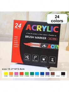 12/24/36/48/60/72/120 Colors Liquid Ink Marker Pens, Smooth Drawing Brush Pens, DIY Painting Coloring Marker Set, Suitable For Back To School Gifts - Multicolor - View 12