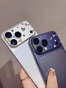 NNBILI Luxury Sparkling Rhinestone 3D Heart Camera Lens Sticker Compatible With IPhone 17 Pro Max - Exquisite Matte Protective Film, Colorful Heart Design, Scratch-Resistant, Made Of Tempered Glass - Blue - View 10