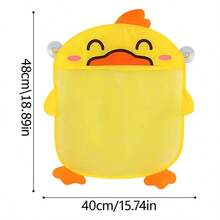 1pc Bathroom Toy Storage Net, Duck Shaped Toy Organizer, Baby Bath Toy Holder, Bathtub Toy Rack, Cute Animal Design, Keeps Kids Dry And Tidy, Yellow Duckling, With 2 Strong Suction Cups, Great Gift For Halloween/Easter/Christmas/Birthday/Thanksgiving - Multicolor - View 6