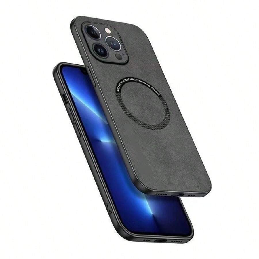 Nueva funda de TPU suave de alta calidad, multicolor, con cobertura total, fabricada en piel sintética y cierre magnético integrado. Compatible con iPhone 17/16 Pro Max/15/14 Plus/13/Pro Max y con fundas con orificios grandes. Textura agradable al tacto. Funda unisex de alta calidad. - Gris - Ver 1