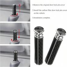 4 PCS Car Door Lock Knobs, Carbon Fiber American Auto Door Lock Pin Covers, Vehicle Doors Bolt Pin Cover Interior Decoration Trucks SUVs, Car Accessories BlackGray - 黑灰 - 查看 5