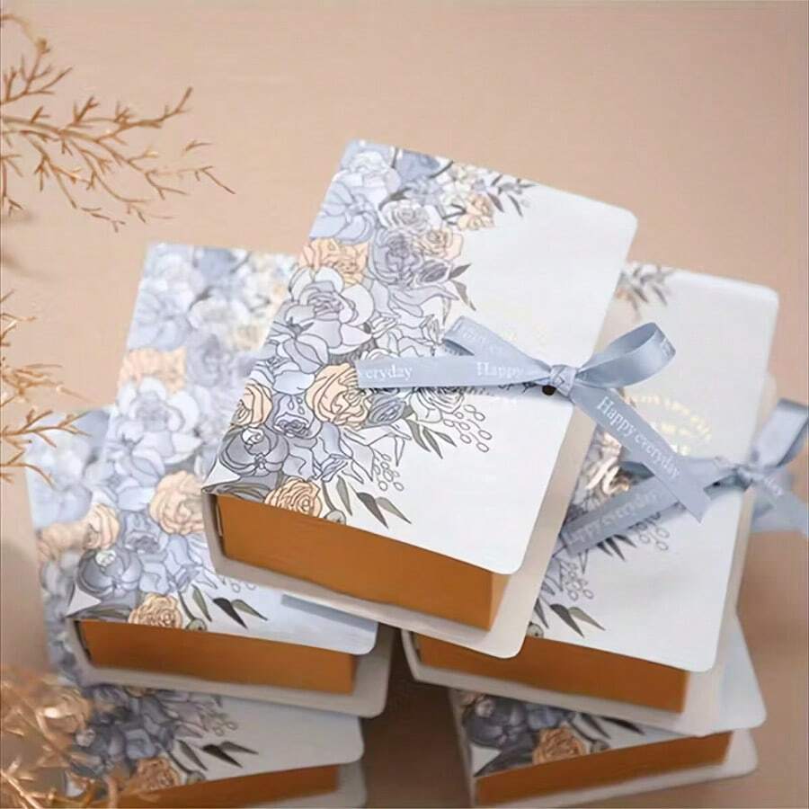 10pcs Candy Packaging Gift Boxes With Ribbons, Suitable For Christmas, Halloween, Birthday, Baby Christening, Wedding Favors, Made Of Kraft Paper Bags, Book-Shaped Storage, Candy Boxes, Gift Packaging