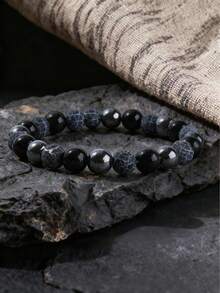 1件时尚流行的男士狮头装饰串珠手链，时尚饰品，适合送给丈夫、父亲和挚爱的家人 - 彩色 - 查看 4