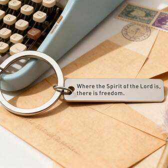 1 pieza Elegante llavero de acero inoxidable con verso bíblico inspirador grabado "Donde está el Espíritu del Señor, allí hay libertad", gran regalo para amigos, familiares, compañeros de trabajo, adecuado para reuniones, cenas, Navidad