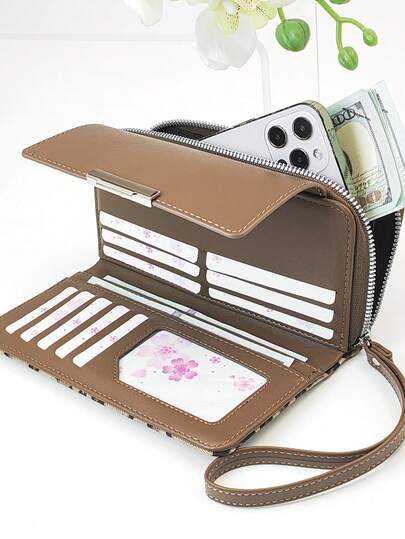 MINGYOU Şık, Yumuşak Malzemeden Üretilmiş, Yüksek Kaliteli İşlemeli, Taşınabilir, Günlük Kullanıma Uygun Siyah Fermuarlı Telefon Cüzdanı, Alışveriş ve Seyahat İçin İdeal