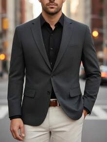 CAMISARIA COLOMBO Men's Linen Tailored Blazer - Dark Grey - View 11