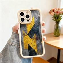Cubierta de telefono con borde protector color gris oscuro estampado con letra K amarilla sobre fondo industrial desgastado para uso diario y estilo urbano - Café integral - Ver 4