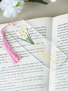 1 pieza Marcapáginas de acrílico transparente con nombre personalizado con 23 estilos - Accesorio de libro hecho a mano con flores personalizadas, regalo único para lectores - Para amantes de los libros - Regalo de Navidad - Regalo perfecto para mamá - Multicolor - Ver 21