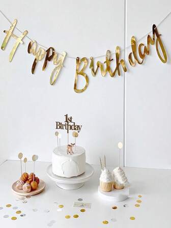 Gold Pull Flag, Birthday Party Backdrop Decor, Gold, Silver, Black, Colorful, Party Supplies, Birthday Decorations