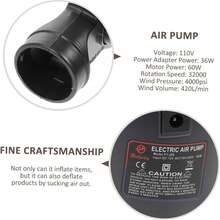 RAF مضخة هواء كهربائية سريعة النفخ والتفريغ لقوارب النفخ والطوافات، ضاغط هواء من البلاستيك الأسود ABS محمول وصغير الحجم