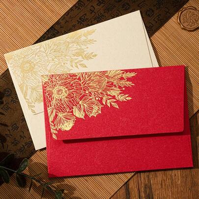 10pcs/Pack Vintage High-End Foil Floral Invitation Envelopes
