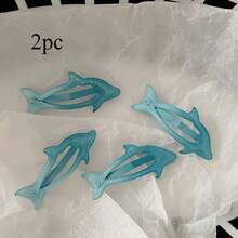 Cute Blue Glitter Dolphin Hairpin - Soft Resin Animal Hair Accessories, Suitable For Women, Glamorous Rabbit Side Hairpin, Suitable For Daily And Casual Wear, Versatile Hairpin For All Seasons, Suitable For Daily Styling, Joke Hairpin, Romantic Design, Durable Hairpin, Hairpin, Cute Hairpin, Hairband, Hair Accessories, Hair Accessories - Màu xanh lam - Xem 4