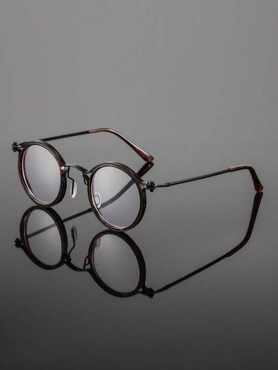 一副男士金属框圆形商务经典复古优雅简约时尚眼镜，适合通勤、拜访客户、露营等场合。