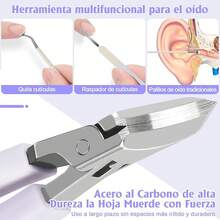 Kit de 9 Pcs para Cuidado Personal Cortaúñas Profesional Biselado + Limpiador de Oídos (Kit de Uñas, Alicates para Uñas de Pie, Kit para Uñas, Corta Uñas Adulto, Kit Corta Uñas + Cuidado Auditivo) (Negro) 7AFW - Lila claro - Ver 6