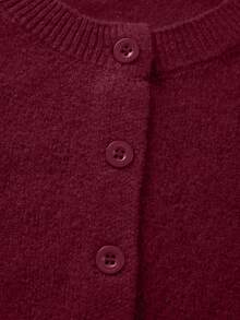 FOR BEAUTY Autumn New Solid Color Round Neck Single-Breasted Long Sleeve Knit Cardigan, Gentle, Elegant, Romantic, Casual, Lazy, Fashionable, Minimalist Versatile, Suitable For Outings, Valentine's Day Dates, Commuting And Various Occasions. This Sweater And Cardigan Is An Ideal Choice For Women's Spring Wear. - Burgundy - View 11