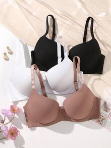 MIMILEMON 3pcs Plus Size Women's Full Coverage Underwire Bras, Comfortable Lingerie Set - Multicolor - View 6