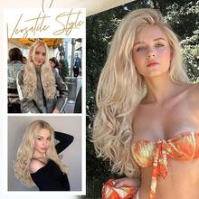 V-Shaped Clip In Extensions Ash Blonde Hair Extension Wavy Hair Extensions Synthetic One Piece Extensions With 5 Secure Clips Clip In Hair Extensions For Women 20 Inches,AshBlonde - AshBlonde - Xem 5