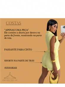 BLAZER Jumpsuit VEST Tailored Tank Top Short Sleeve Social Elegant And Casual Jumpsuit Blogger Shorts Skirt Fashion Summer Pastel Tones Cand Collors 2024 - 奶油黃 - 查看 3