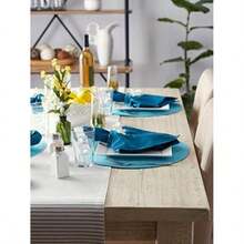 DII camz37626 Redondo Tela Mantel Individual, Dorado champaña, 1, 4(Turquesa) - Multicolor - Ver 6