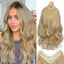 20 Inches Clip In Extensions V Part Hair Extension Synthetic One Piece Extensions For Women Wavy Clip In Hair Extensions Dirty Blonde Highlight Hair Extensions For Daily Use,DirtyBlonde - DirtyBlonde - View 1