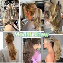 Ponytail Extension Curly Wavy Layered Ponytail Black Brown Blonde Claw Ponytail Extension Synthetic Hairpiece For Women - PB-01-M2/30 - 查看 8