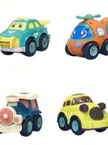 Super Kit Of 4 Friction/Inertia Push Cars - Rescue, Construction, And City Models - Random Glide Garage - View 2