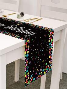 1件生日快乐桌旗，生日派对桌布旗，彩色波点皇冠设计生日桌旗，适用于生日派对餐桌装饰、家居生日装饰、房间装饰、生日礼物、生日派对礼品、生日派对用品 - 黑色 - 查看 8