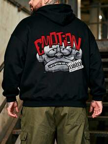 Große Größen Loose Fit Schwarzer Hoodie, geeignet als Urlaubsgeschenk