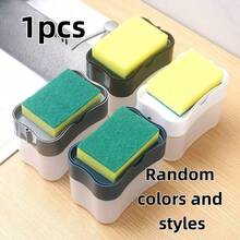 1 Set Kitchen Liquid Soap Dispenser With Sponge Holder - Multi-Functional Soap Pump And Sponge Rack, Practical Sink Organizer For Washing Dishes, Pots And Pans, Home Kitchen Supplies