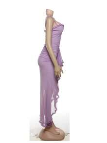 网纱吊带露背紧身连衣裙，适合春夏度假、婚礼宾客、毕业典礼及其他正式场合，女士夏季连衣裙 - 紫色 - 查看 2