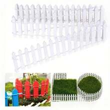 1pc Mini Wooden Garden Fence, White Peaked Decorative Fence, Suitable For DIY Craft Projects, Great For Halloween, Christmas, New Year Decorations, Planter & Vase Decor, Holiday Decor | Decorative Barrier | Delicate Craftsmanship, Outdoor Fence Decor - Multicolor - View 7