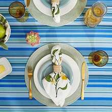 DII Summer Stripe - Colección de Mesa con Cierre para Exteriores, Multiusos, Lavable a máquina, Mantel, 60 x 120, Azul océano(304.8 x 152.4 cm (Rectangular) Azul Océano) - Multicolor - Ver 6