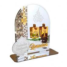 1 calendar de birou acrilic cu lună aurie, suport decorativ pentru atmosferă festivă - BT269-1PC - Vizualizare 2