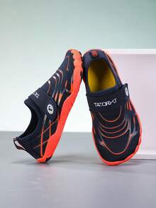 TATORHT 1 Pair Kids' Summer Aqua Shoes, 3D Print, Breathable Mesh, Low-Top Hook And Loop, Quick-Dry Barefoot, Boys' Beach Water Swimming Shoes, Rubber Sole, Outdoor Cycling, Indoor Fitness, Yoga, Running, Skipping, Multi-Function Training Shoes - Coral Orange - View 5