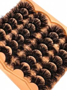 14 Pairs Luxury Fluffy D Curl Dramatic Messy Faux Mink Lashes, Soft & Comfortable Dramatic Synthetic Mink Eyelashes, Fluffy 3D Lashes, Long & Thick Artificial Mink False Lashes, Thick Criss-Cross Lashes, Multi-Layer Curly Lashes For Dramatic, Voluminous Look Suitable For Parties And Celebrations - 濃密款 - 查看 8