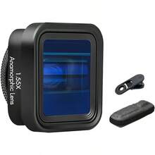 - Lente anamrfica para telfono celular, lente de pelcula anamrfica 1.55X para telfono celular, lente de cine 1.55X con lente de deformacin para telfono para 15/14/13/12/11 - inicial - Ver 1