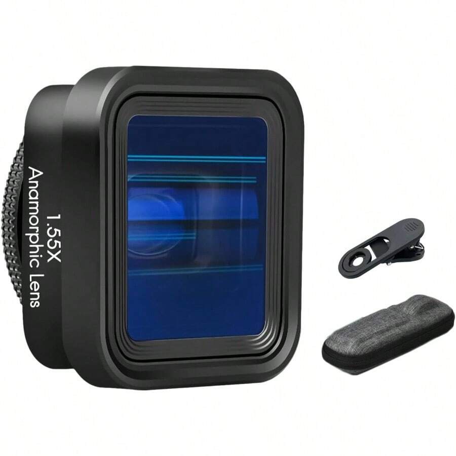 - Lente anamrfica para telfono celular, lente de pelcula anamrfica 1.55X para telfono celular, lente de cine 1.55X con lente de deformacin para telfono para 15/14/13/12/11 - inicial - Ver 1