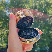 New 2-Layer 60mm Diameter Gold Plastic Manual Grinder, Smoking Accessory Tool, Hand Rolling Essential Grinder, Holiday Gift For Smokers