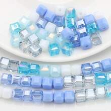 36pcs/Pack 6mm Square Glass Beads With Hole, DIY Jewelry Making, Suitable For Phone Chains, Keychains, Car Accessories, Wind Chimes, Bags, Shoes, Clothing Decorations - 6m Square Bead Color System - View 14
