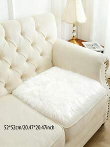 1件白色蓬松人造毛皮柔软方形椅垫，超柔软地毯，易于清洁和存放，多用途，适用于客厅、卧室、宿舍、办公椅、现代家居装饰梳妆凳座垫、家用沙发垫、卧室装饰地毯 - 白色 - 查看 9