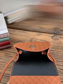 1pc Girls' Fashion Oblique Shoulder Bag, PU Material, Magnetic Closure, Mini Keychain Pouch, Suitable For All Seasons