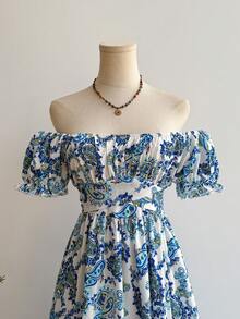 Rusttydustty A Long Casual Vacation Dress With Floral Prints For Womenboho Easter Beach Outfits Hawaii Music Festival Tropical Vacation - Blue - View 2