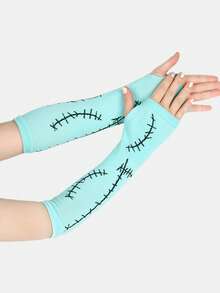 1 Set Women's Christmas Atmosphere Stitched Gloves, Socks, Cosplay Costume Accessories, Scary Patch, Suitable For Ball, Party, Costume Props - Multicolor - View 4