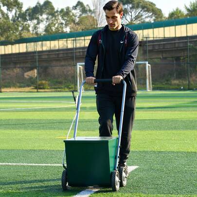 Dry Line Marker, 4-Wheel, 2 Or 4 In Lines, Field Dry Line Chalker, Adjustable Line Marker, With Rubber Adjustment Handle, 65 Lbs Large Powder Capacity, For Baseball And Softball Infield, Green