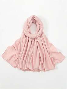 1pc Women Solid Color Wrinkle Headscarf, Sun Protective Head Wrap Scarf, New Soft & Comfortable Shawl Scarf For Summer, High Quality Multifunctional Hijab, Suitable For Daily Wear - Solid Color Headscarf - View 30