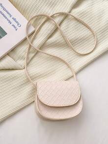 1pc Girls' Fashion Oblique Shoulder Bag, PU Material, Magnetic Closure, Mini Keychain Pouch, Suitable For All Seasons