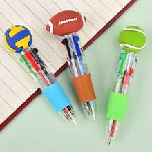 1/3/5 piezas Bolígrafos con forma de balón de fútbol, baloncesto y fútbol de 4 colores lindos, bolígrafos cortos multicolor de dibujos animados para mini diarios, bolígrafo de 4 en 1, temporada de regreso a la escuela, un regalo que a los estudiantes les encantará - Multicolor - Ver 5