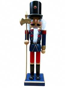 Muñeco Cascanueces de Madera 38 cm Decoración Navideña Premium Pintado a Mano Adorno Clásico Elegante para Hogar Sala Oficina Árbol de Navidad Figura Nutcracker Tradicional Festiva Coleccionable - Azul Marino - Ver 4